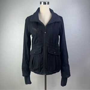 Lululemon Women Black Full Zip Cotton Pocket Athletic Jacket Size 10